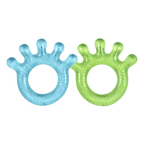 green sprouts Cooling Teether| Soothes gums & promotes healthy oral development |Safer plastic filled with sterilized water,Chill for extra relief,Textured surface to massage gums,2 Count (Pack of 1) Blue