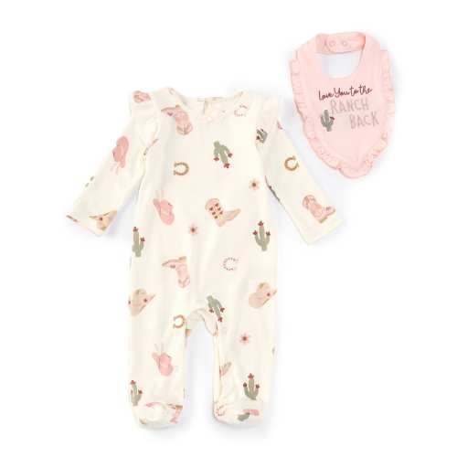 Baby Starters Baby Girls 3-9 Months Long-Sleeve Western-Printed Footie Coverall