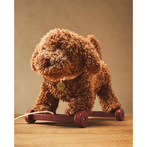 CHILDREN'S PLUSH TOY DOG WITH WHEELS
