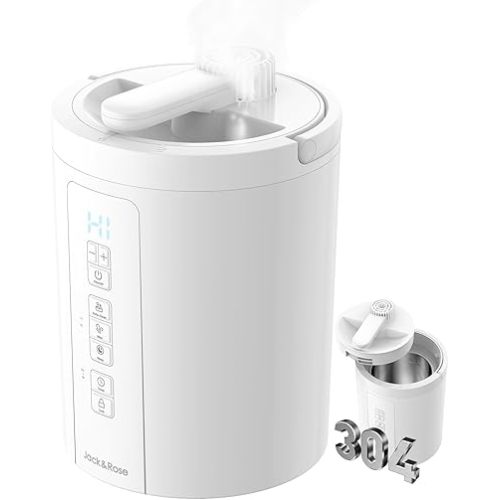 Healthy Warm Mist Humidifiers for Bedroom, 3L/100oz Stainless Steel Humidifier Easy Clean, Steam Humidifier for Living Room, Whisper-Quiet, Filterless and Simple Use