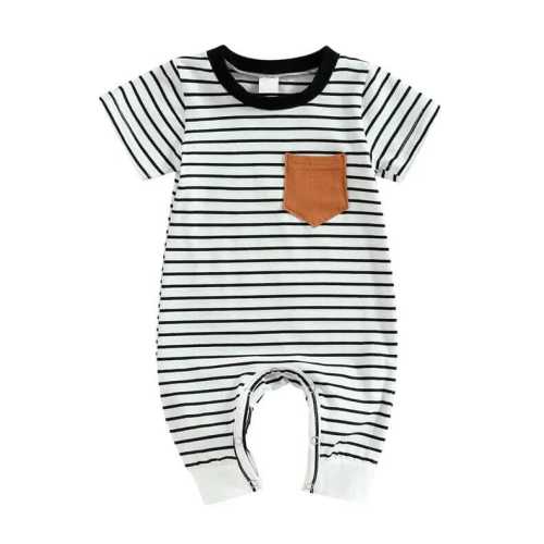 Baby Boy Short Sleeve Striped Pocket Jumpsuit
– The Trendy Toddlers