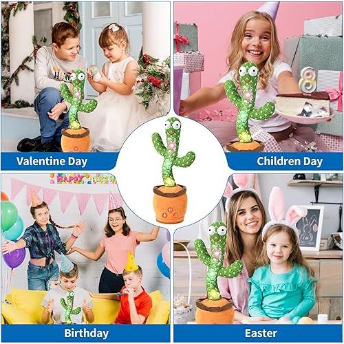 Dancing & Talking Cactus Toy for Baby Toddler, Boys/Girls Gifts Singing Mimicking Cactus Toy Recording Repeating What You Say Cactus Baby Toy with 120 English Songs (Talking Cactus-Adjustable Volume)