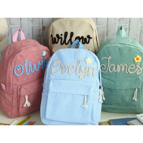 Personalized Kids Corduroy Backpack,Kindergarten backpack,Toddler Backpack,Kids School Bag,Monogram Toddler Backpacks,First Day of School