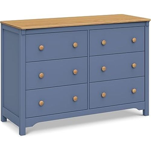 DaVinci Shea 6-Drawer Dresser in Cove Blue/Honey, GREENGUARD Gold Certified