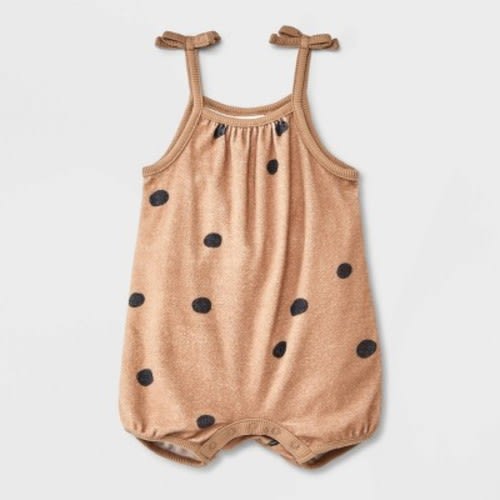 Grayson Mini Baby Girls' Polka Dots Romper - Brown 6-9M