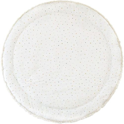 MakeMake Organics Organic Play Mat GOTS Certified Organic Cotton Nursery Floor Rug Washable Reversible Non Toxic Activity Mat Tummy Time Crawling Pad Thick Quilted (Round 48", Safari)