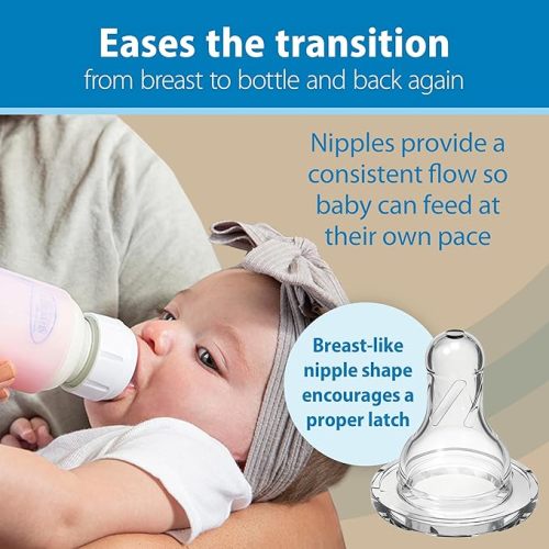 Dr. Brown's Anti-Colic Options+ Narrow Glass Baby Bottle with Level 1 Slow Flow Nipple, BPA-Free, 8 oz/250 mL, 4-Pack