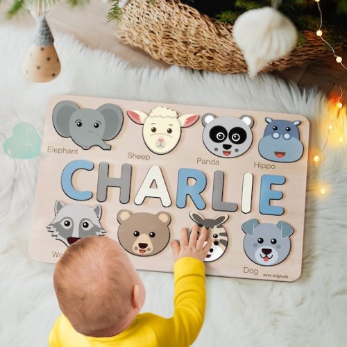 Custom Handmade Name Puzzle With Animals, Personalized Birthday Gift for Kids, Christmas Gifts for Toddlers, Unique New Baby Gift, Wood Toy - Etsy