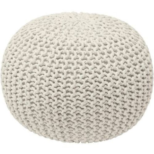 Ornavo Home Cotton Classic Braid Pouf Ottoman - 15" x 18.5" - Natural