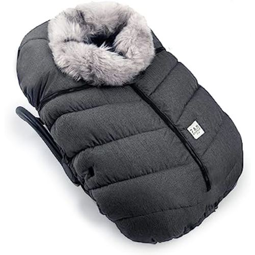 7AM Enfant Car Seat Cover - Winter Car Seat Cover for Baby Boy & Girl, Breathable Baby Carseat Covers to Protect from Cold Weather, Universal Fit for Infant Car Seat, Center Zipper | (0-12M)
