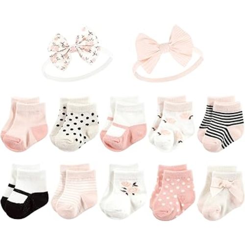 Hudson Baby Unisex Baby Girls' sock and headband