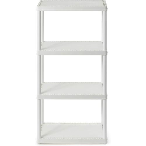 Gracious Living 4 Shelf Fixed Height Solid Light Duty Storage Unit 12 x 24 x 48" Organizer System for Home, Garage, Basement, & Laundry, White