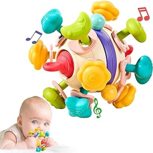 Litand Baby Sensory Teething Toys - Baby Teether Infant Newborn Toys - Baby Shower Gifts for Boys Girls 0 3 6 9 12 18 Months 1 One Year Old Birthday - Baby Chew Rattle Toddler Montessori Toys