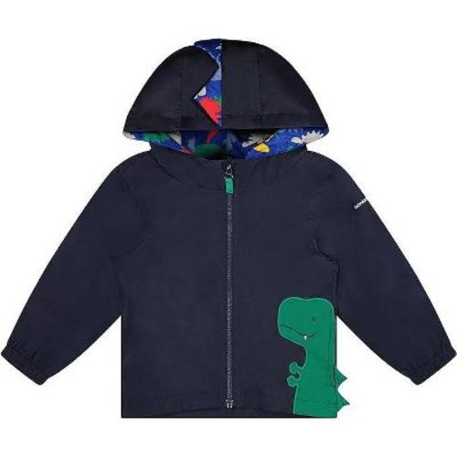 London Fog Baby Boys' Little Animal Jersey Lined Rainslicker Jacket, Navy Dino, 3-6 Months