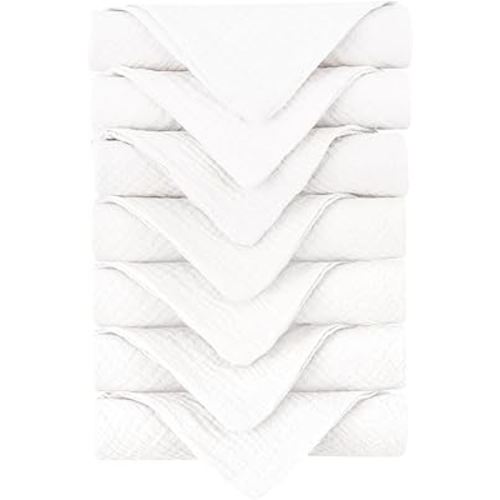 Konssy Baby Muslin Washcloths 7-Pack, 100% Cotton Baby Bath Washcloths, Soft & Absorbent Wash Cloths and Burp Cloths for Newborn Kids Girls & Boys, 11x11 inches