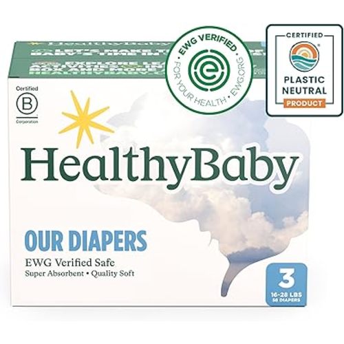 Our Diapers | EWG Verified Safe & Plant-Based Diapers | Absorbent for Leak Protection | Soft Organic Cotton Shell | Chlorine-Free Diaper for Sensitive Skin | Size 3 (58 Diapers)
