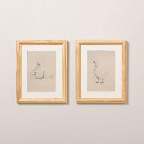 8"x10" Bunny And Duck Sketch Framed Wall Art (set Of 2) - Hearth & Hand™ With Magnolia