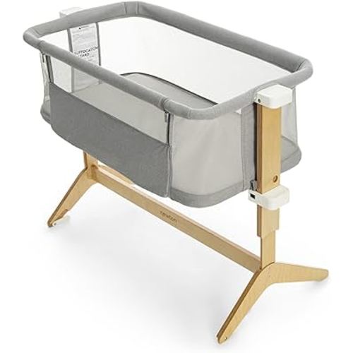 Newton Baby Bassinet & Bedside Sleeper with Mattress & Sheet - 100% Breathable & Washable, Removable Dual-Layer Cover | Solid Birch Frame Adjustable Height & Infant Access Opening