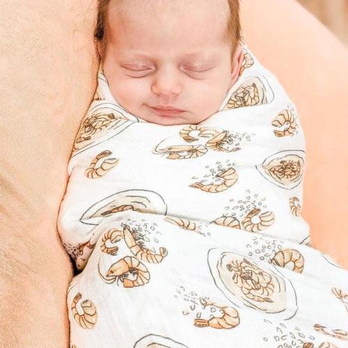 Shrimp & Grits Baby Swaddle Soft Muslin Receiving Blanket – Little Hometown