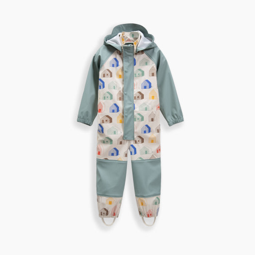 7AM Enfant Rain Coverall - Print House Teal, 2-3 T