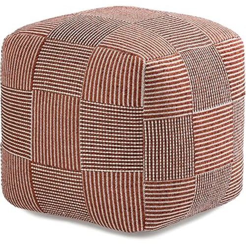 Anji Mountain 100% Handmade & Handcrafted Comfortable Home Décor Pouf Ottoman Footrest for Living Room, Bedroom, Nursery, Kidsroom, Patio Furniture - (20" x 20" x 20" - Teak)