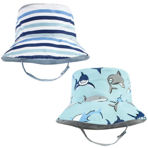 Hudson Baby Infant Boy Sun Protection Hat, Shark Stripe