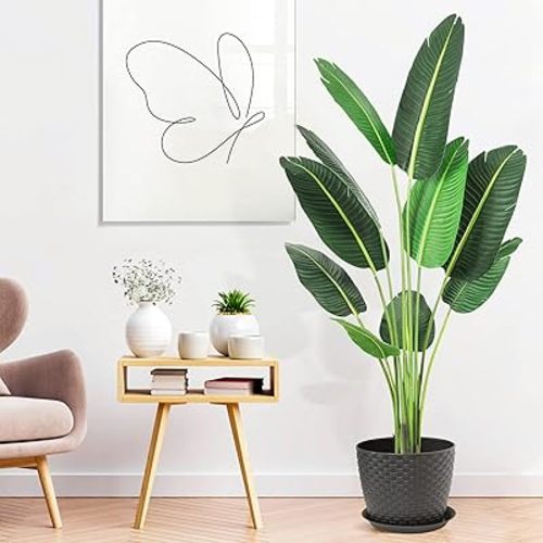 5 Ft Artificial Tree Bird of Paradise Artificial Plant Faux Plant Palm Tree Artificial Bird of Paradise Plant for Home Decor Indoor Outdoor Office (60inch, 1 Pack)