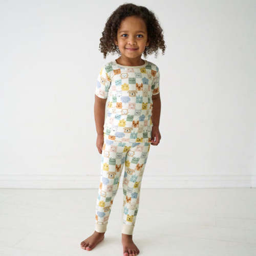 Check Mates Two-Piece Short Sleeve Pajama Set