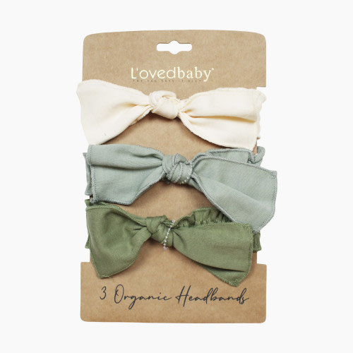 L'ovedbaby Organic Smocked Headband 3-Pack - Going Green, 0-12m