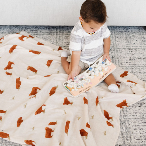 Saranoni Bamboo Rayon Muslin Swaddles - Highland Cow