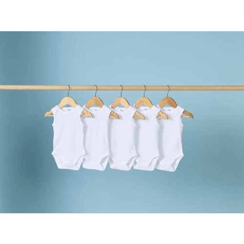4Baby 5 Pack Bodysuit Sleeveless White | Baby Bunting AU