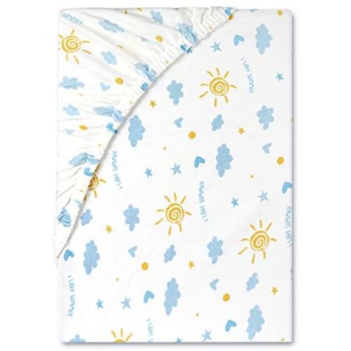 BuddingSun Premium Fitted Knit Crib Sheet,100% Cotton,Combed Tight Siro Spinning,for Standard Crib and Toddler Mattresses,Boys & Girls