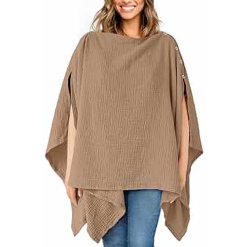 Konssy Muslin Nursing Cover for Breastfeeding, 360° Full Privacy Breathable 100% Cotton Breastfeeding Cover, Multi-use Carseat Canopy(Brown)