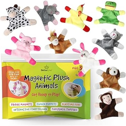 Animal Magnets Toy Set for Refrigerator, Fridge and Board Magnets, Plush Animal Toys (10-Piece Set)