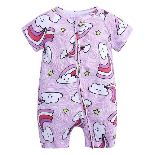 ATAIKU Infant Baby Girls 2 Way Zipper Romper Toddler Girls Cotton Jumpsuit Newborn Short Sleeve One-piece Sleeper 3M-3T, Rainbow