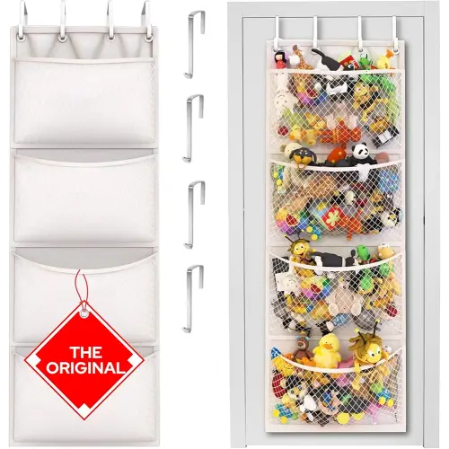 The Original Stuffed Animal Storage (Patented) - Over Door Organizer for Stuffies, Baby Ideas Holder, Toy Plush Storage/Hammock Hanging Storage Net Big Girls Toddler Large Bag Animals