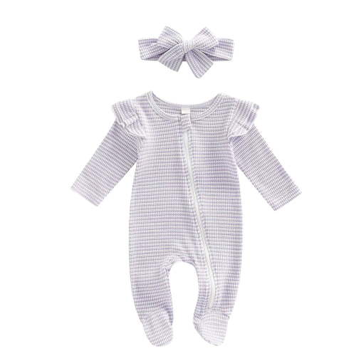 WIBACKER Baby Girls' Sleep and Play Pajamas Cotton One-Piece Footies Romper Jumpsuit Zip Front Pjs