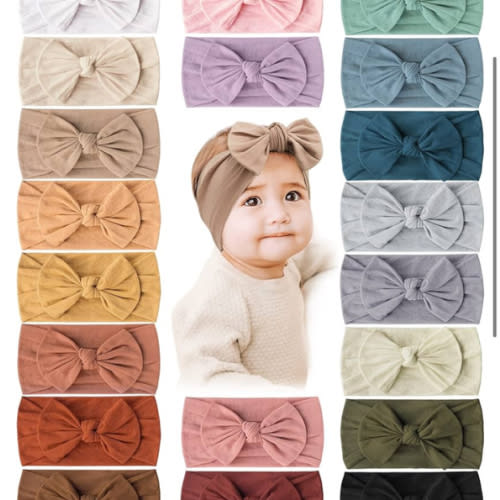 Prohouse 20PCS Baby Nylon Headbands Hairbands Hair Bow Elastics for Baby Girls Newborn Infant Toddlers Kids(Clay)