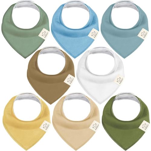 KeaBabies 8-Pack Organic Baby Bandana Bibs for Boys, Girls - Super Absorbent Triangle Baby Bibs for Drooling and Teething Infant, 100% Cotton Extra Soft for Newborn, Infant 0-36 Months (Daybreak)