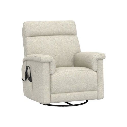 Dream Deluxe Power Swivel Recliner with Heat and Massage Performance Heathered Basketweave Alabaster White