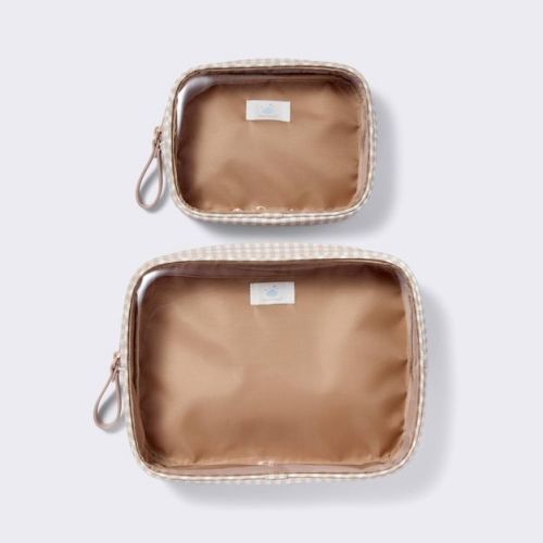Diaper Bag Packing Pouches 2pc - Tan Gingham - Cloud Island™