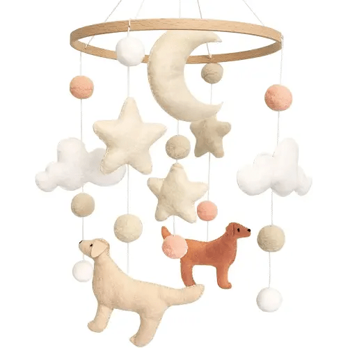 Dog Theme Baby Mobile, Mobile for Crib, Crib Mobile for Boys and Girls, Nursery Mobile for Bassinet, Pack and Play, Dog, Moon, Cloud, Star