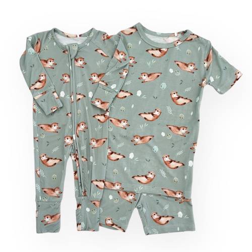 Sea Otter Bamboo Pajamas | Short Sleeve 2 Piece Pajama, Baby Bamboo Clothing, Bamboo PJs, Soft Pjs, Bamboo Outfit, Summer Pajamas