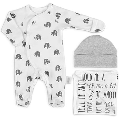 Ocean Drop Designs 3 Pcs Baby Onesie - 100% Cotton Gender Neutral Baby Clothes - Baby Boy Clothes - Newborn Onesies - Baby Essentials - Unisex Newborn Clothes - Baby Gifts for Boys & Girls Gray