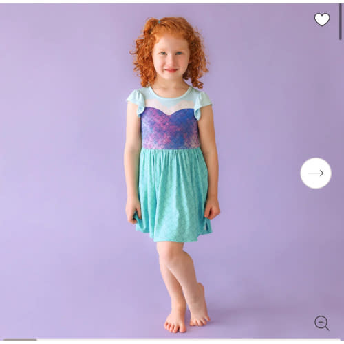 Ariel Blue Ruffled Cap Sleeve Girl Twirl Dress | Posh Peanut | Disney's The Little Mermaid