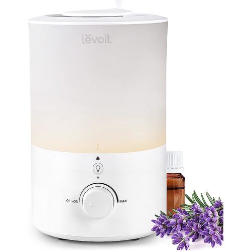 LEVOIT Humidifiers for Bedroom with Night Light(3L Water Tank)Cool Mist Top Fill Essential Oil Diffuser for Baby Nursery and Plants, 360° Nozzle, Quiet, Rapid Humidification for Home Large Room, White - Night Light Humidifier