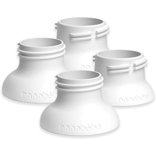 Nanobebe Baby Bottle Breast Pump Adapters, Compatible with Ameda and Medela Breast Pumps, Baby Bottle Thread Changer, Baby Bottle Converter - 4-Pack