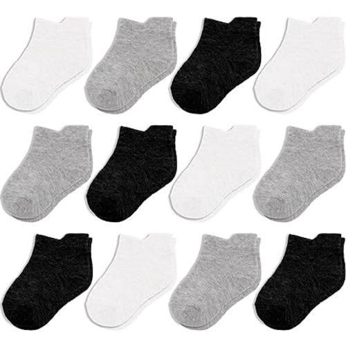 CozyWay Ankle Style Socks for Little Girls & Boys, Infants, Toddlers, Children - 12 Pairs