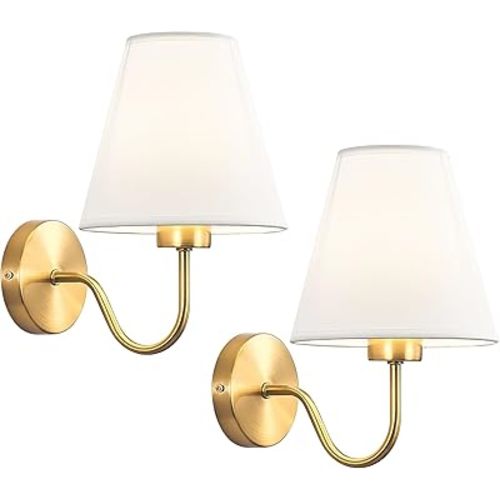 Adust Antique Brass Wall Sconces Lighting Fixture, E26 Industrial Vintage Gold Wall Light Set of 2 Pack Wall Lamp Bathroom Decor for Bedroom Living Room, Brass Finish Sconces