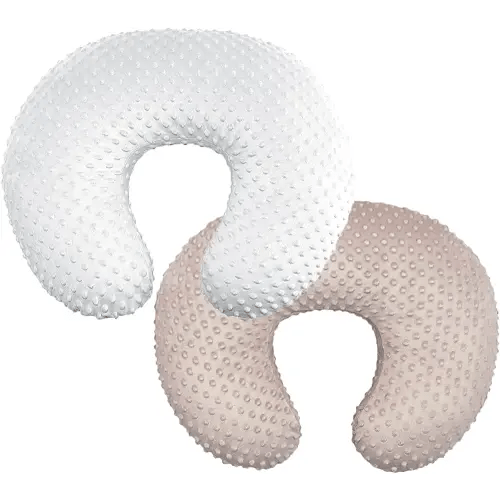 OWLOWLA 2Pack Nursing Pillow Covers Set White&Khaki Breastfeeding Pillow Slipcover Fits Naked Nursing Pillow for Baby Boy Girl(White/Khaki)